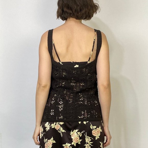 Vintage Y2K Brown OPEN KNIT Vest! Medium - Picture 2 of 6